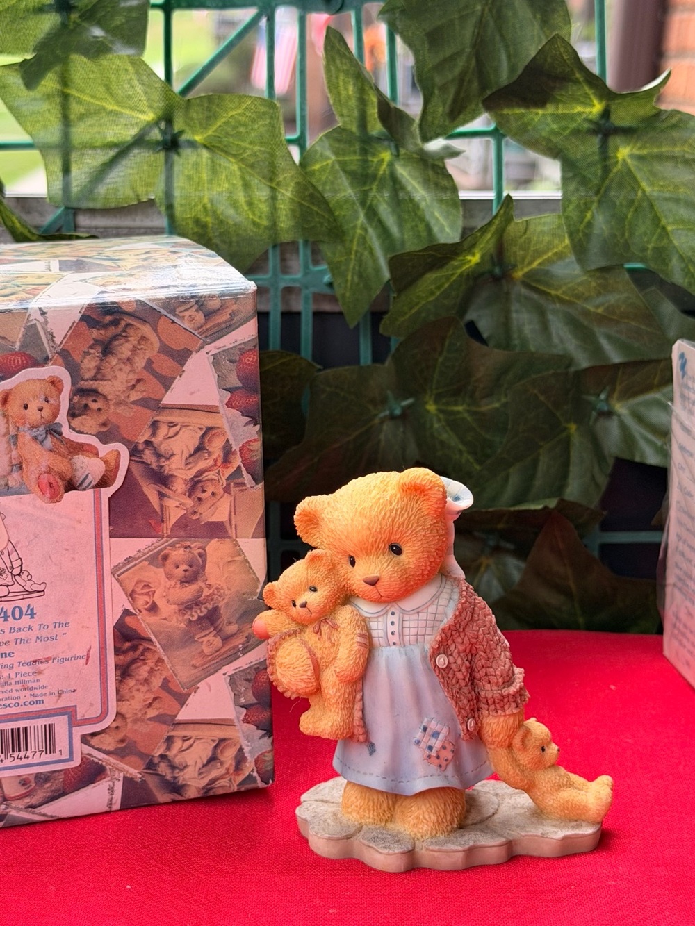 Cherished Teddies Orange Bear Figurine with Tiny Bears